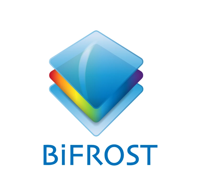 Bifrost logo with a layered blue icon